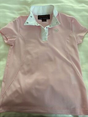 Ariat Light Pink Polo with White Contrast Collar Girls XS (7)